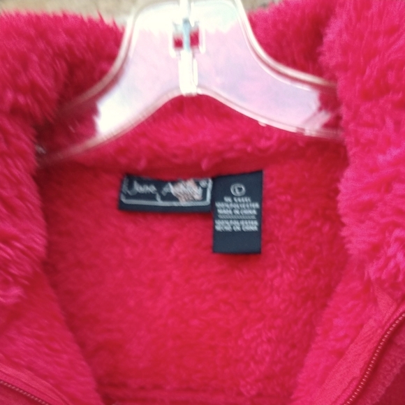 Women's Vest Jane Ashley Casual Sherpa Fleece Zip Up Vest Red Size Large - Picture 9 of 10
